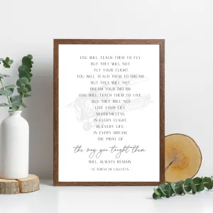 "You Will Teach Them to Fly: Mother Teresa - Vintage Airplane" Printable Wall Art