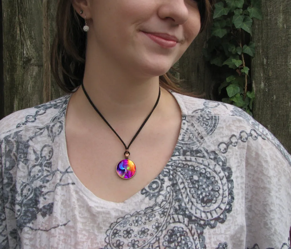 Rainbow Angel Art Necklace, Wearable Metaphysical Art Pendant - "The Gift"