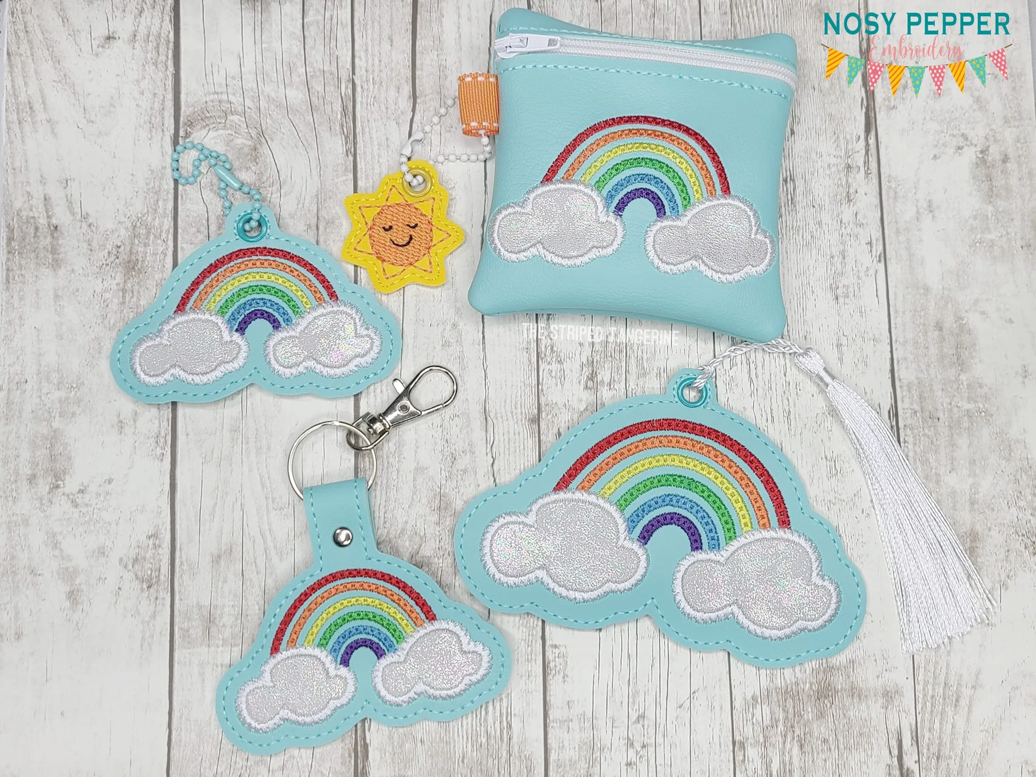 Rainbow Appliqué Set machine embroidery designs (ITH bag, single & multi files included) DIGITAL DOWNLOAD