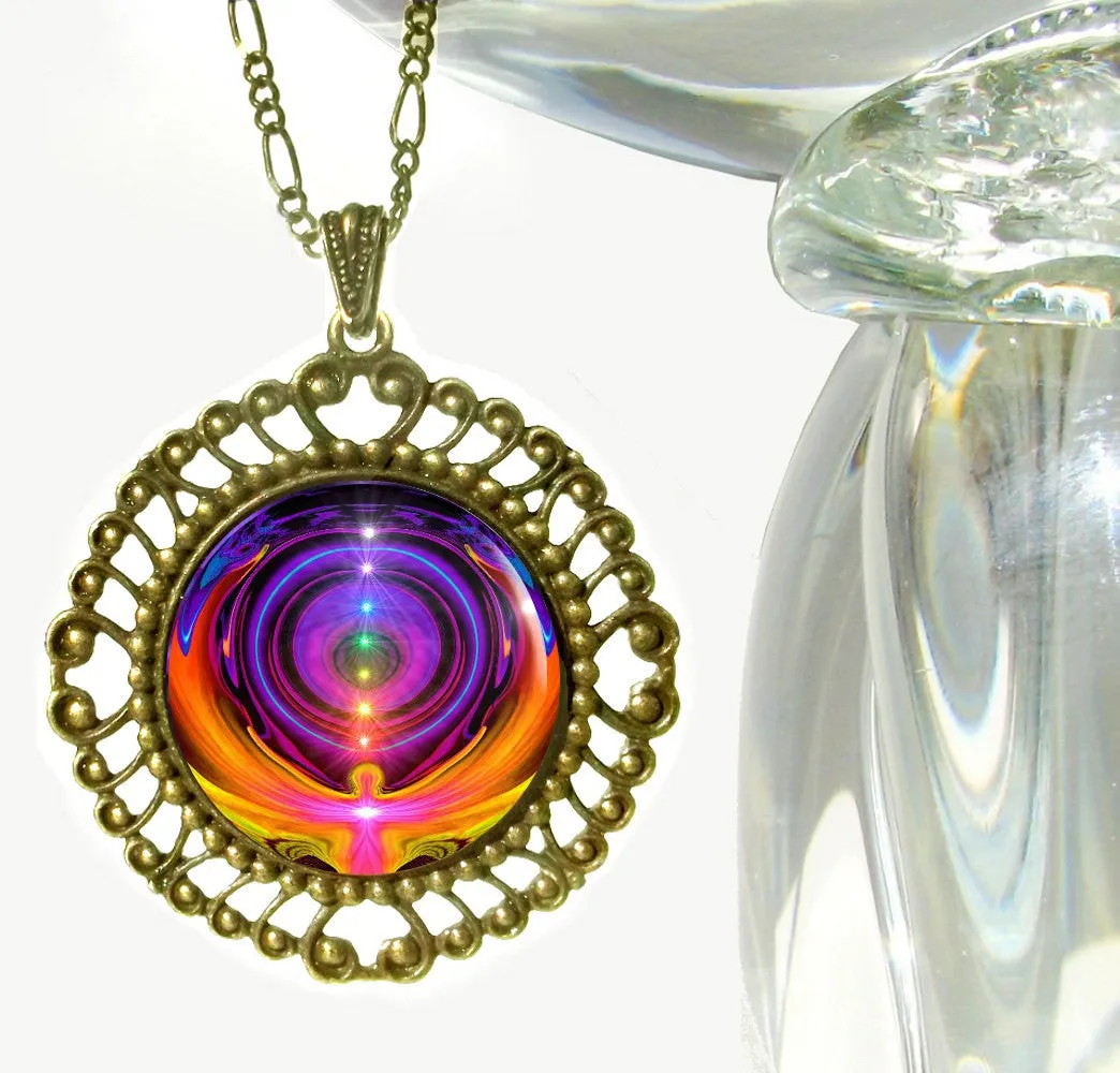 Rainbow Chakra Necklace, Lightworker Energy Art Jewelry - "Chakra Alignment"