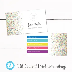 Rainbow Confetti Business Card Printable Template