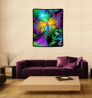 Rainbow Fairy Art Tapestry, Energy Artwork with Symbolism - "From Dark to Light"