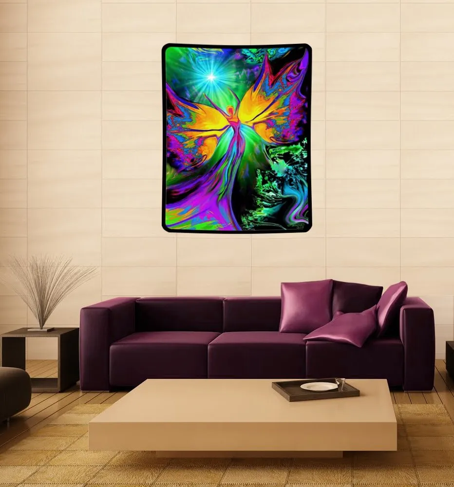 Rainbow Fairy Art Tapestry, Energy Artwork with Symbolism - "From Dark to Light"