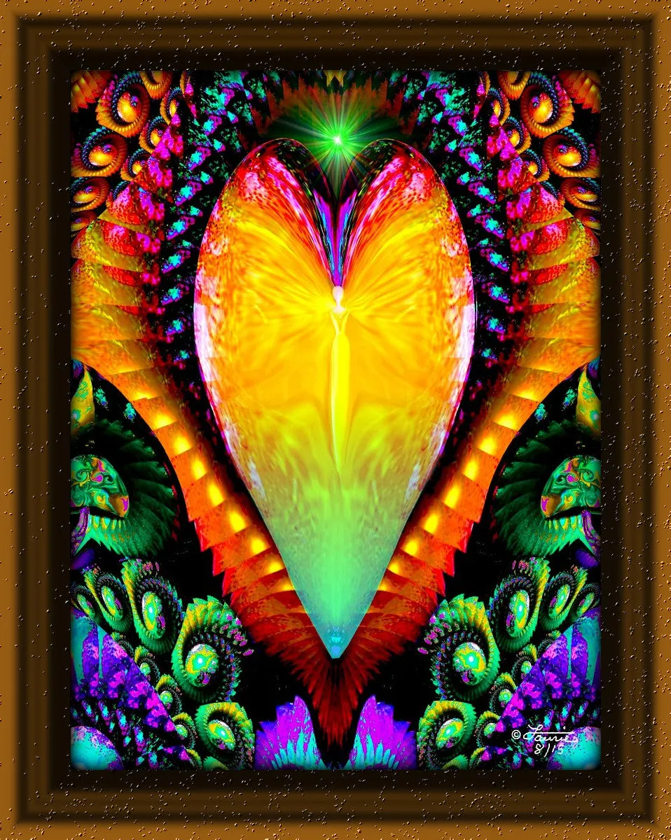 Rainbow Fractal Heart Photo Print, Angel Metaphysical Art Wall Decor - "Universal Love"