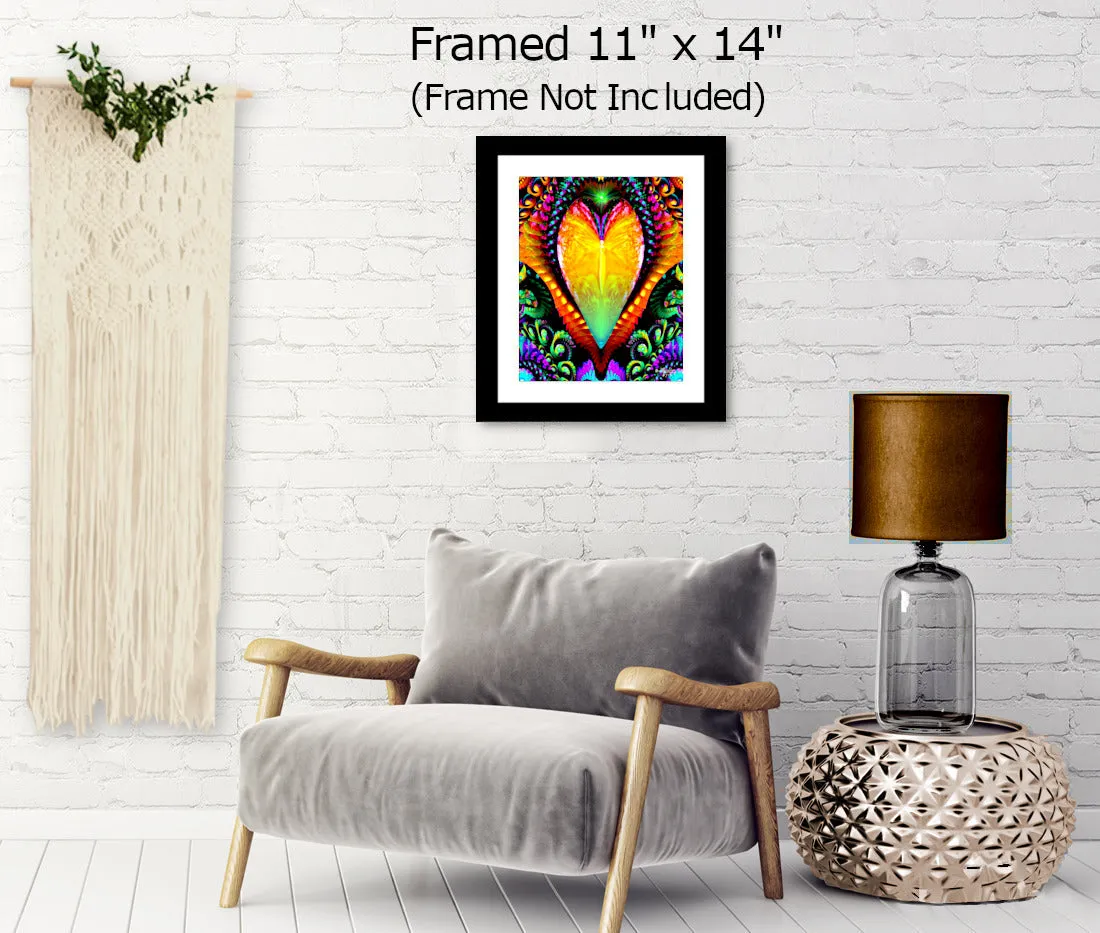 Rainbow Fractal Heart Photo Print, Angel Metaphysical Art Wall Decor - "Universal Love"