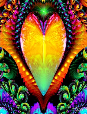 Rainbow Fractal Heart Photo Print, Angel Metaphysical Art Wall Decor - "Universal Love"