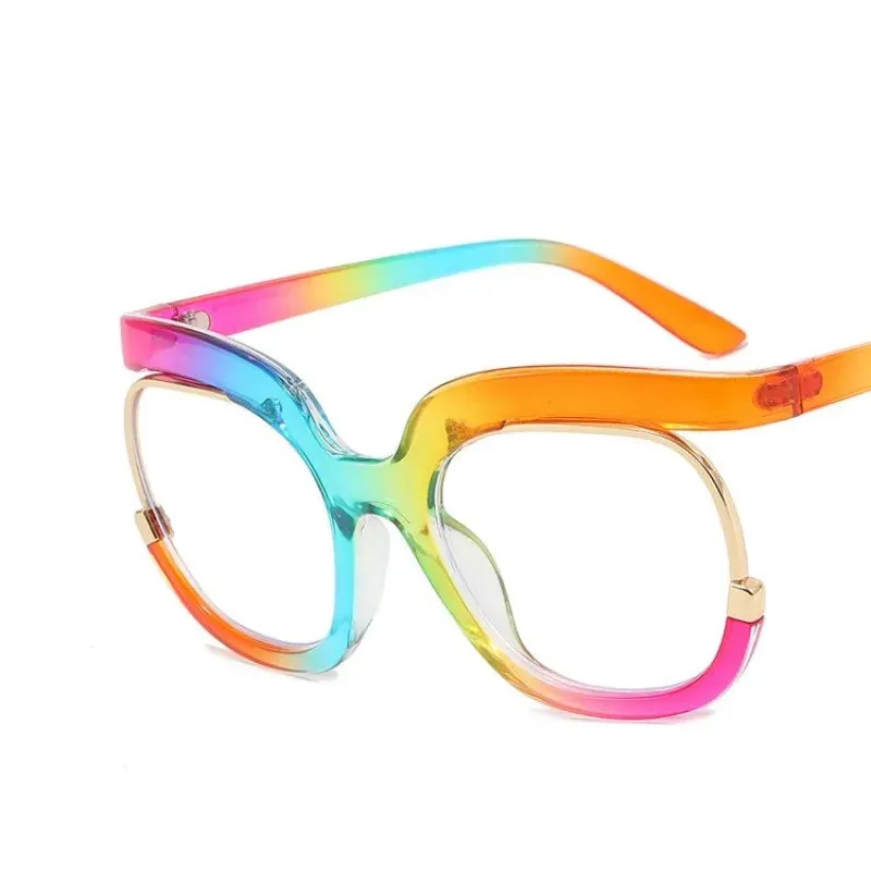Rainbow Frame Retro Round Anti Blue Light Glasses