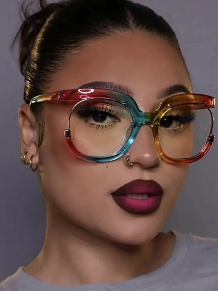 Rainbow Frame Retro Round Anti Blue Light Glasses