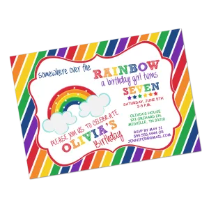 Rainbow Magic Primary Colored Digital Birthday Invitation