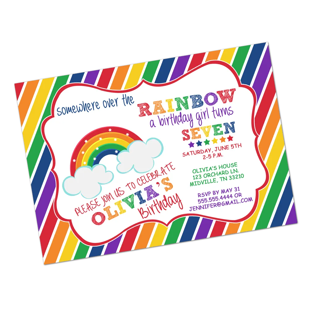 Rainbow Magic Primary Colored Digital Birthday Invitation