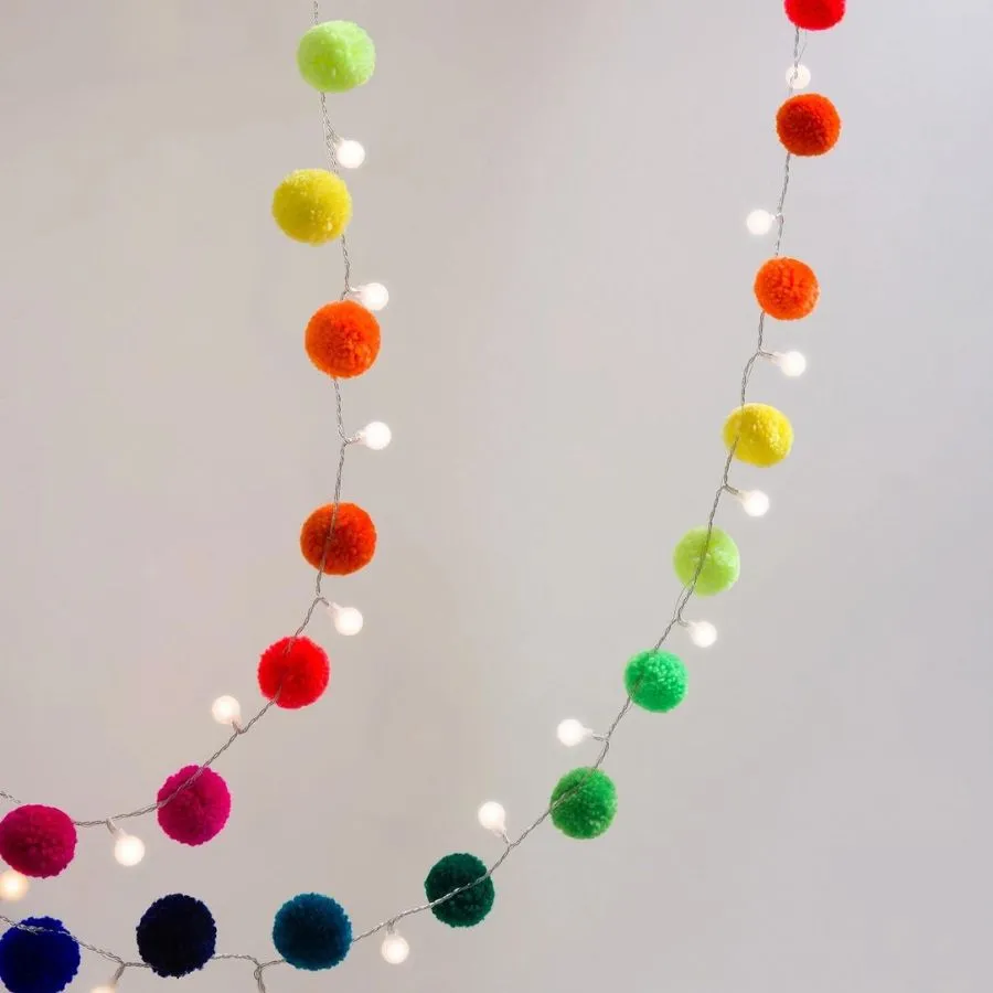 Rainbow Pom Pom Light Chain