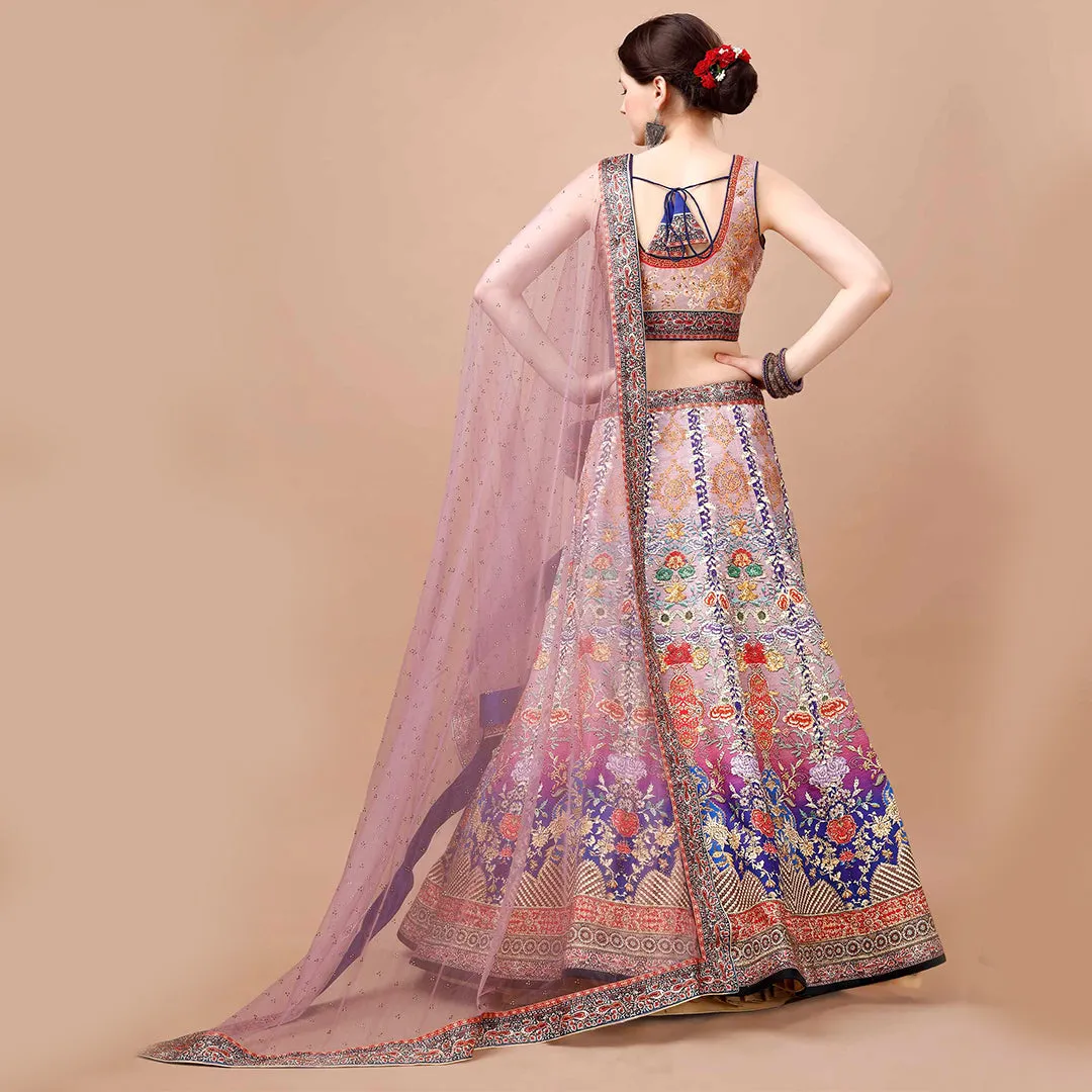Rainbow Raga Lehenga Set with Zari Embroidery