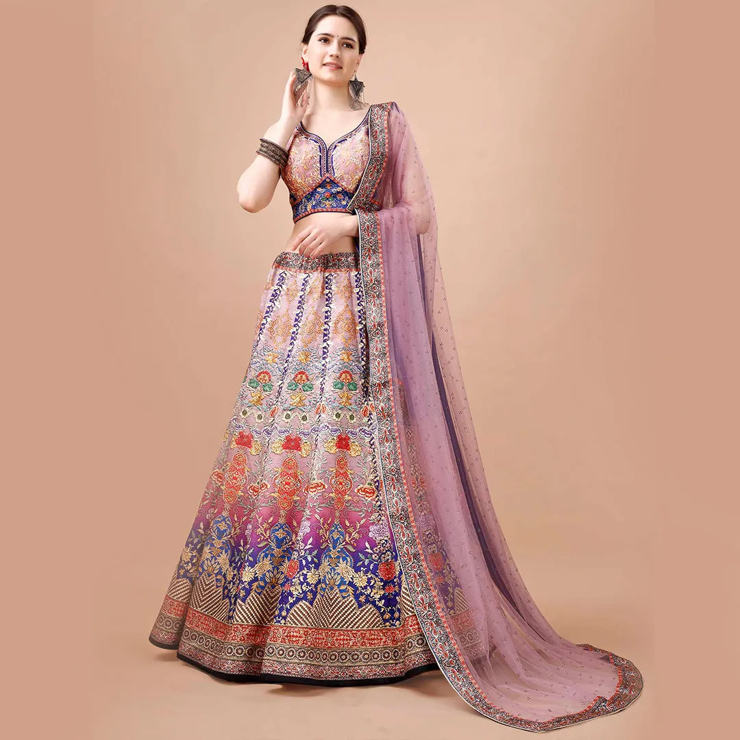 Rainbow Raga Lehenga Set with Zari Embroidery