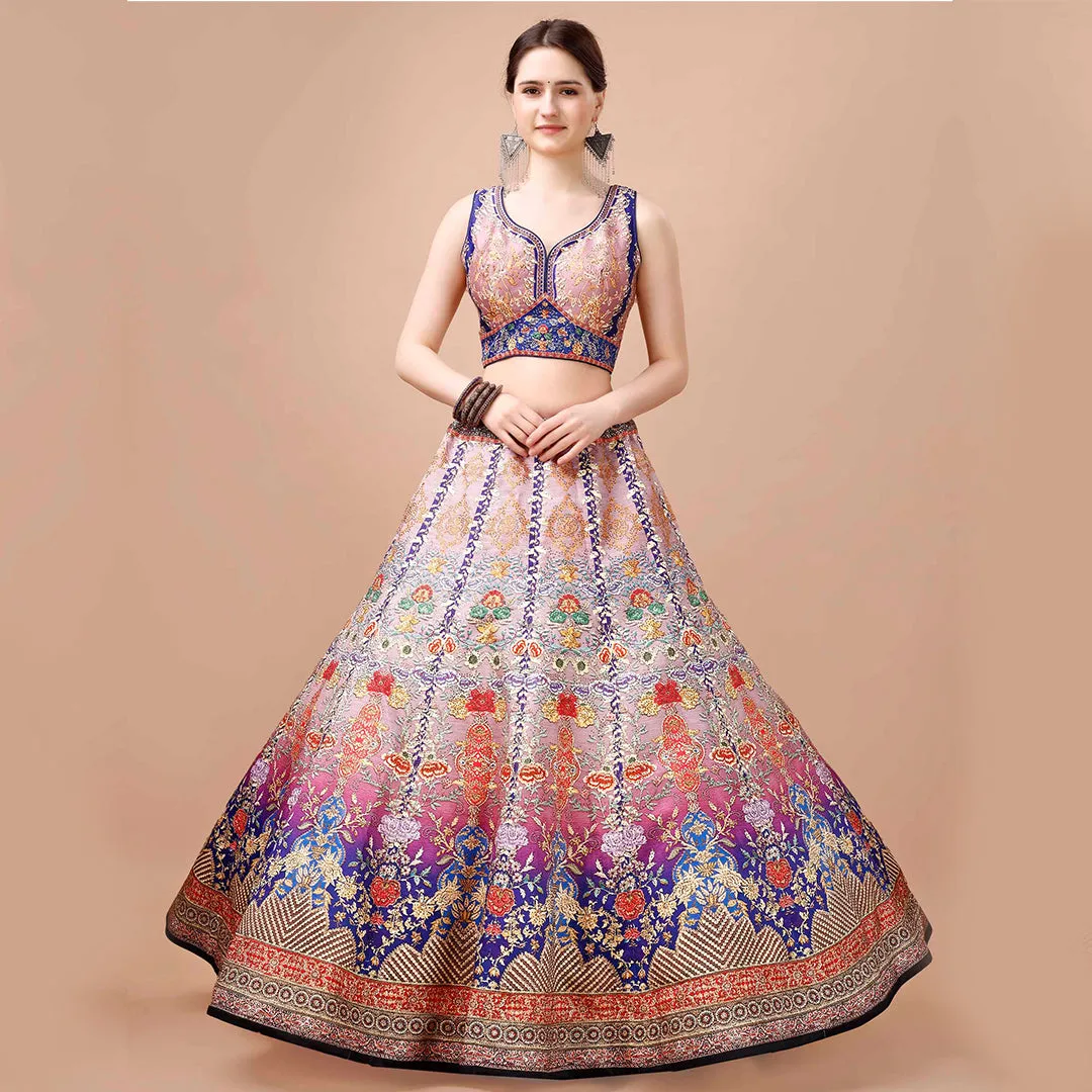 Rainbow Raga Lehenga Set with Zari Embroidery