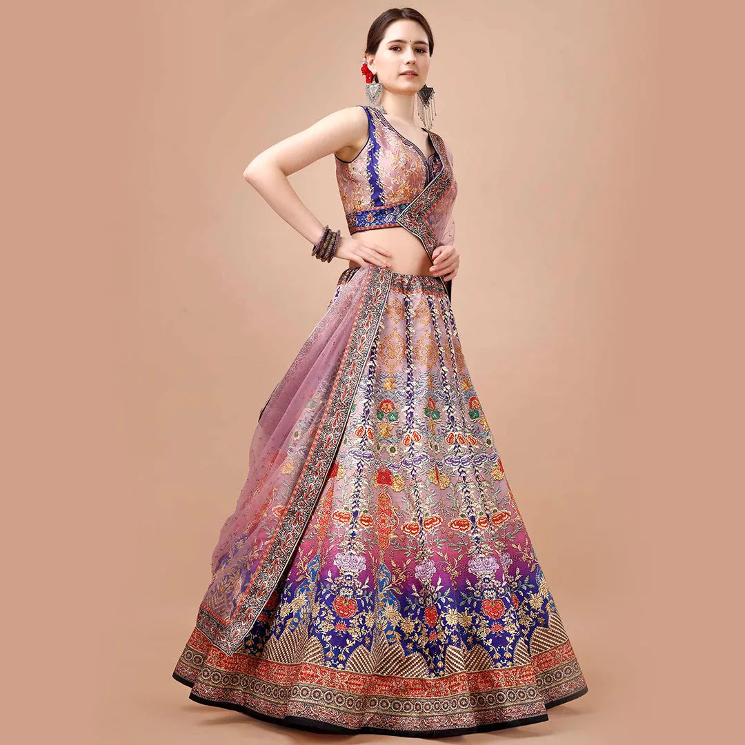Rainbow Raga Lehenga Set with Zari Embroidery