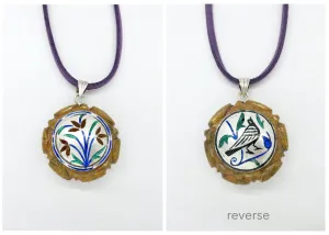 Rare, collectible, reversible carved gemstone pendants with fine enamel work (smaller)