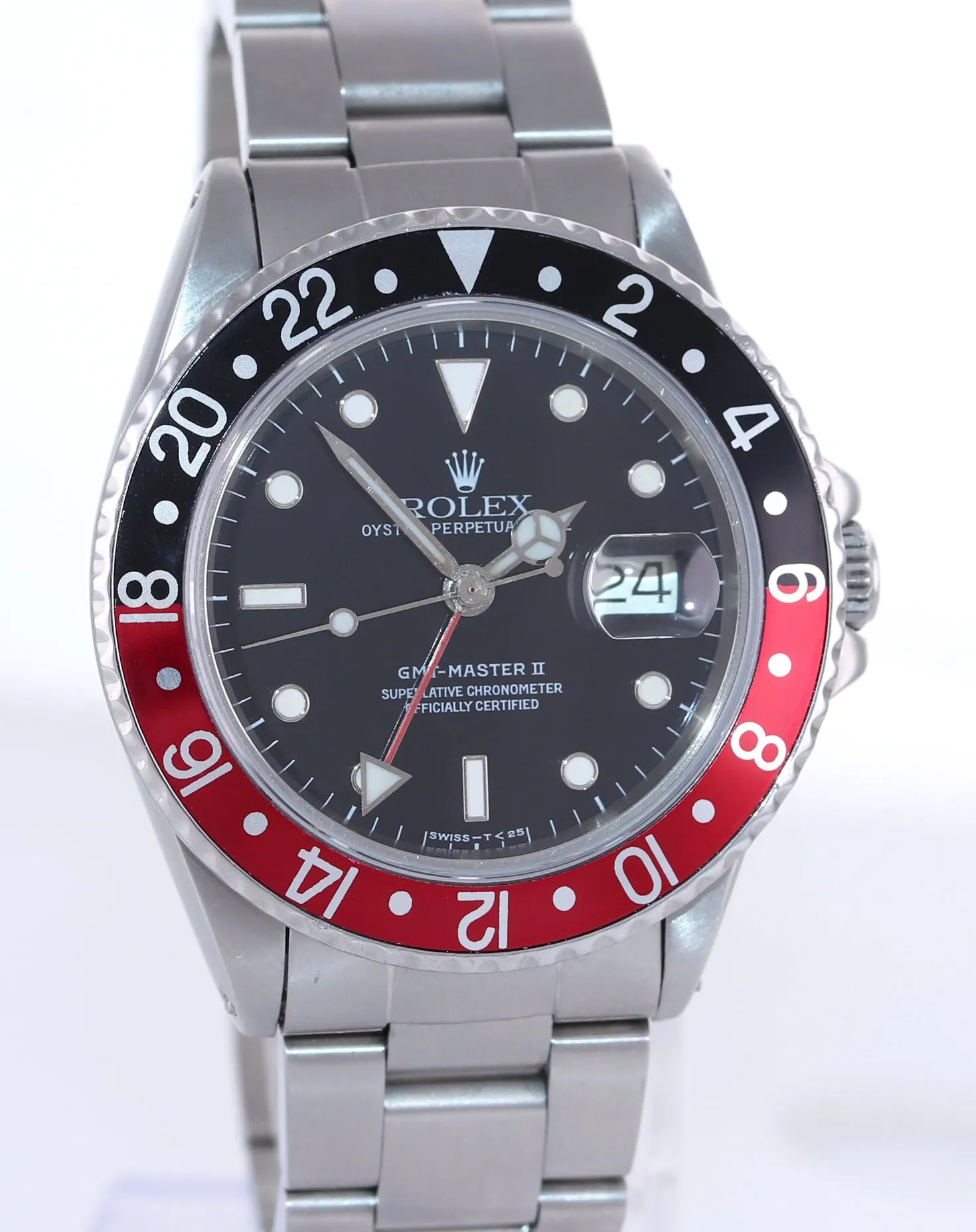 RARE Rolex GMT Master II Coke Red Black Steel 16760 Date Fat Lady Oyster Watch