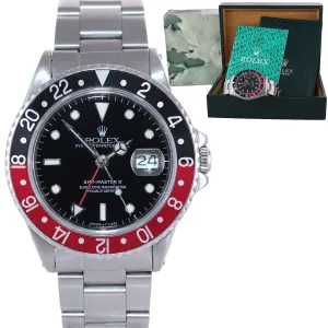 RARE Rolex GMT Master II Coke Red Black Steel 16760 Date Fat Lady Oyster Watch