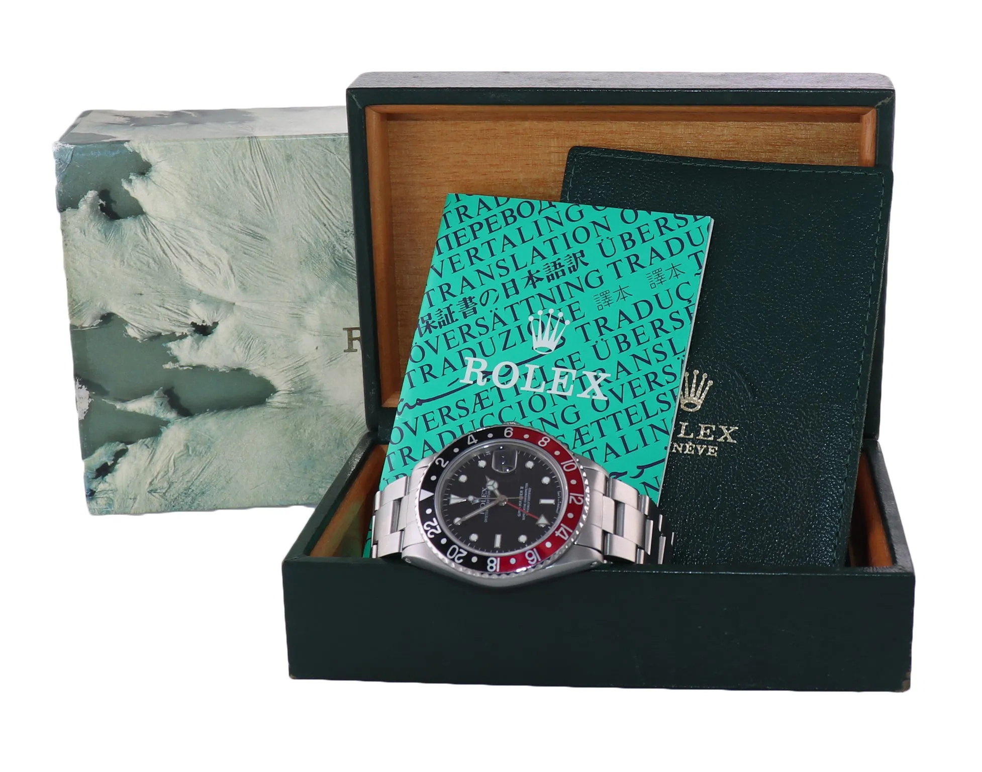 RARE Rolex GMT Master II Coke Red Black Steel 16760 Date Fat Lady Oyster Watch