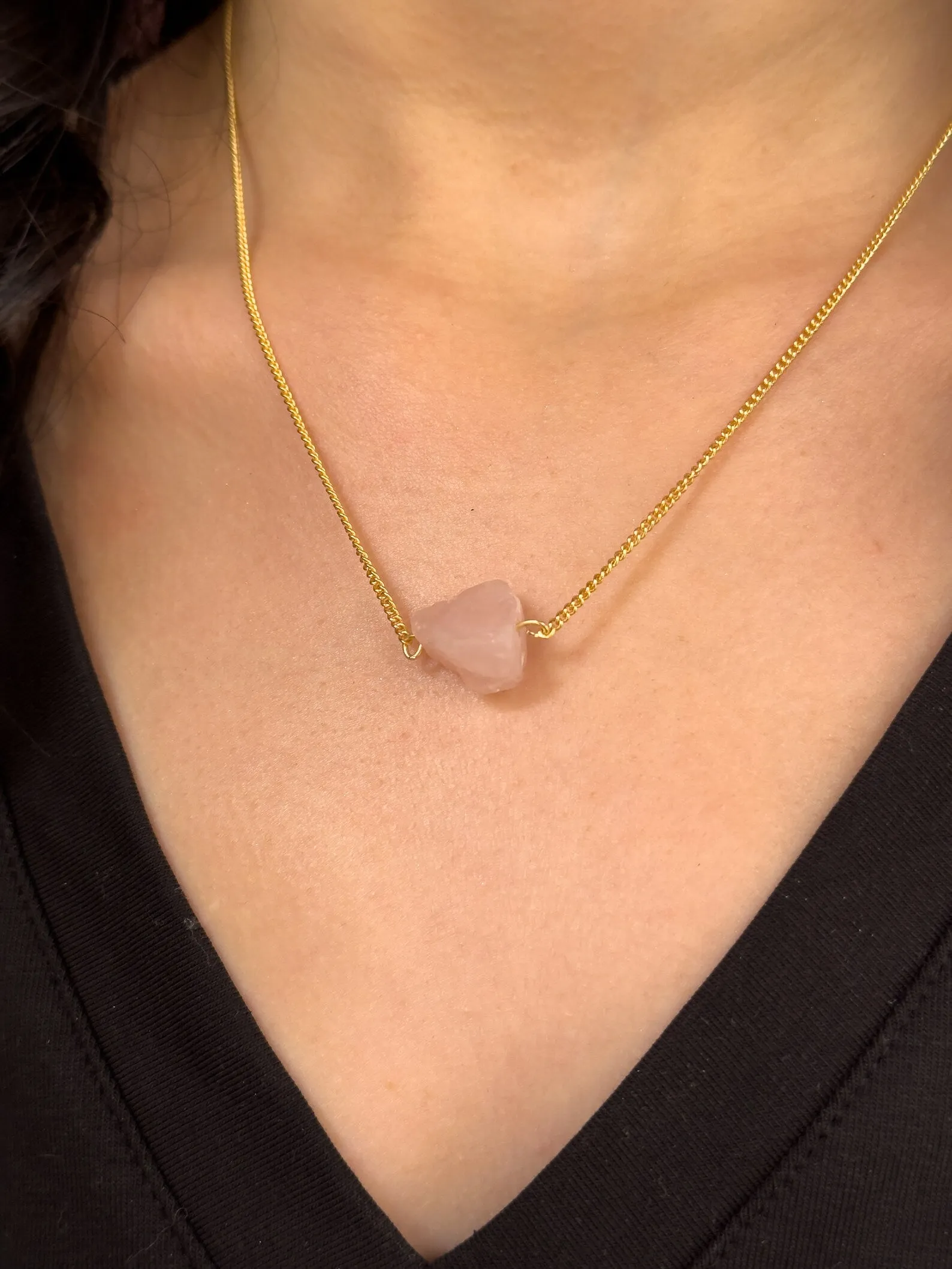Raw Rose Quartz Necklace