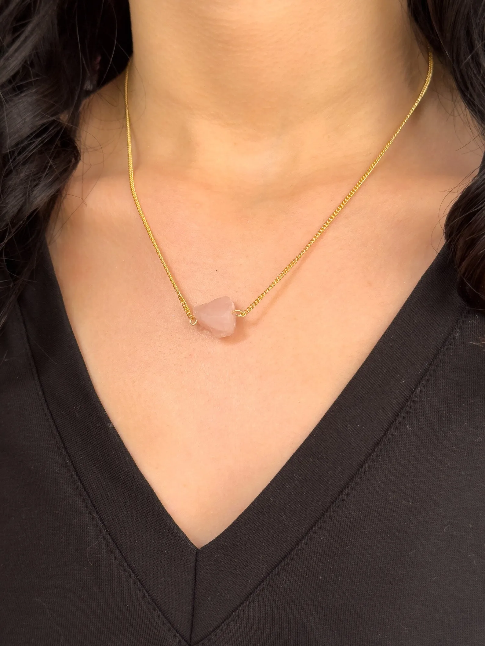 Raw Rose Quartz Necklace