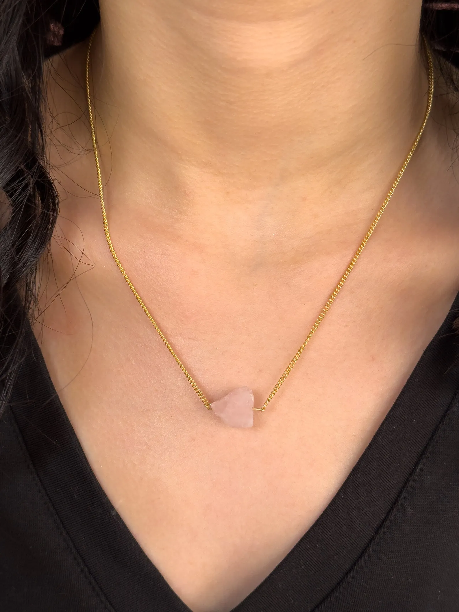 Raw Rose Quartz Necklace