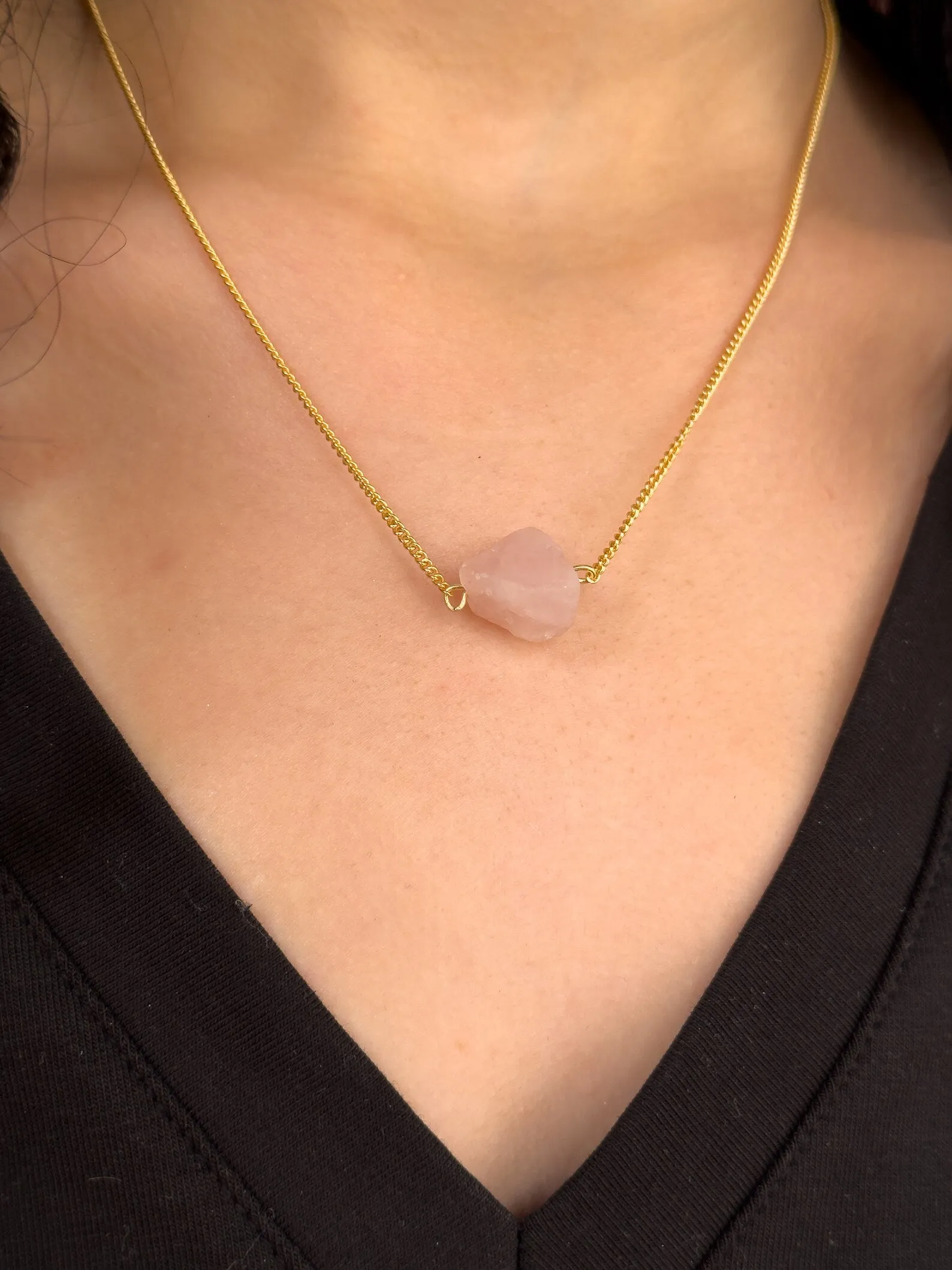 Raw Rose Quartz Necklace