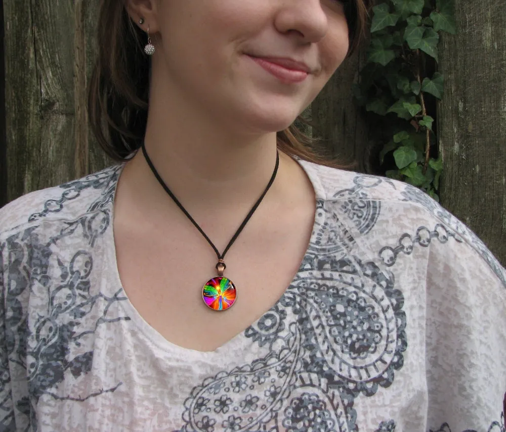 Red Angel Necklace, Reiki Energy Art, Metaphysical Meaning - "Healing Hands"