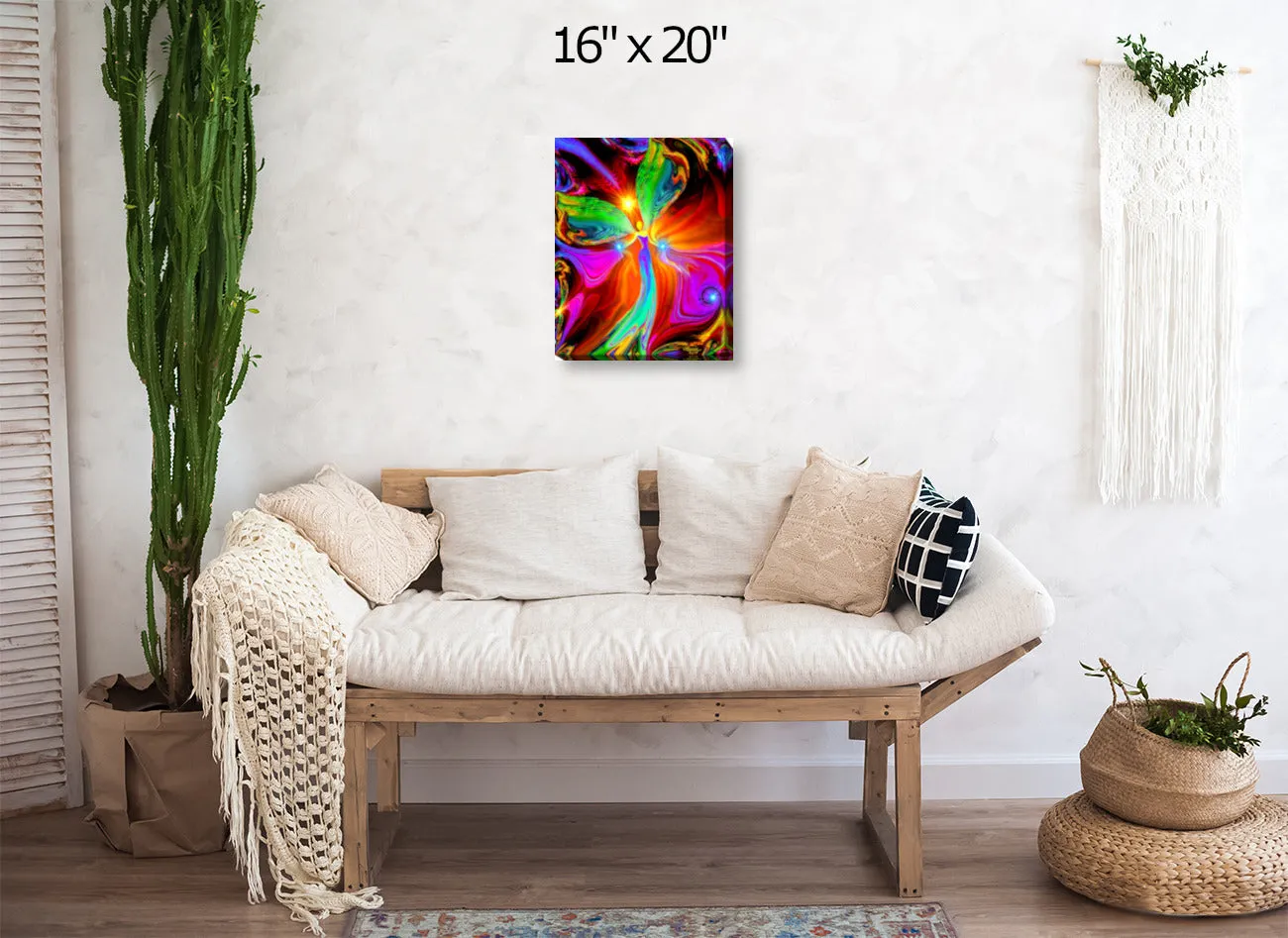 Red Angel Wall Decor, Stretched Canvas Print, Root Chakra Art by Primal Painter - "Healing Hands"