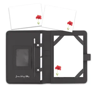 Red Poppy Long Stem Letter Writing Set with Organiser