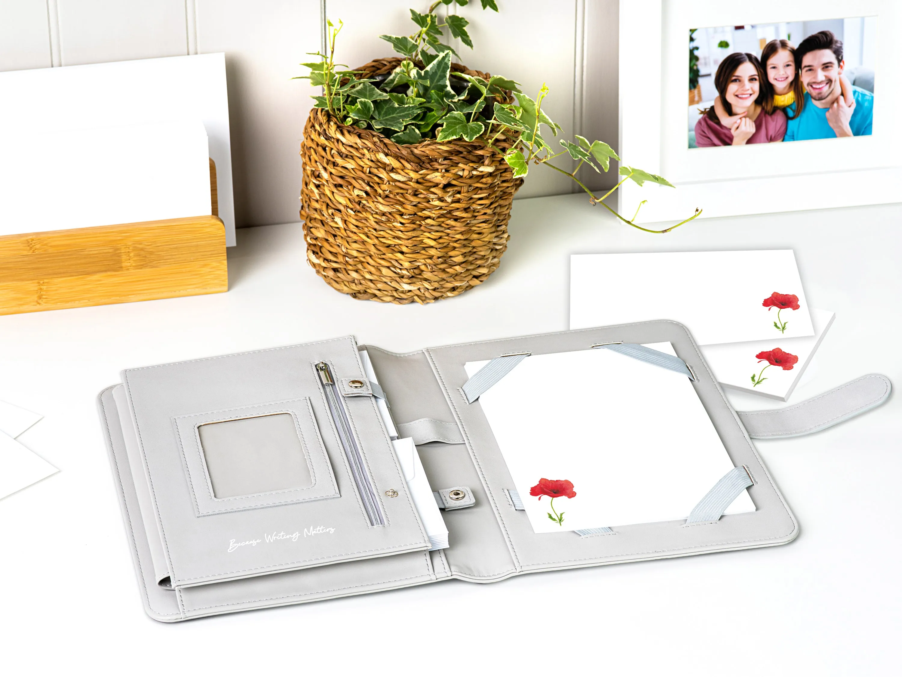 Red Poppy Long Stem Letter Writing Set with Organiser