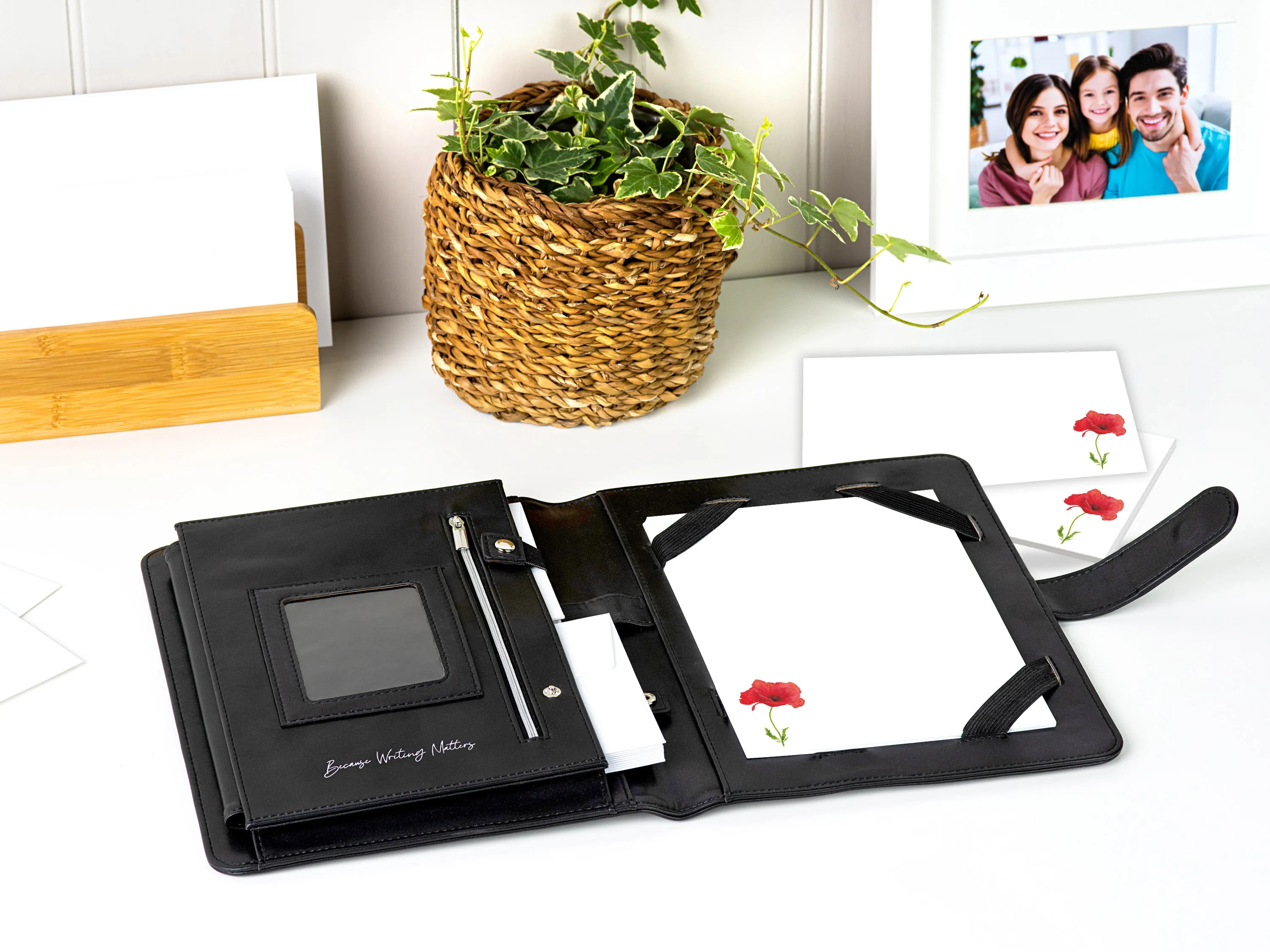 Red Poppy Long Stem Letter Writing Set with Organiser