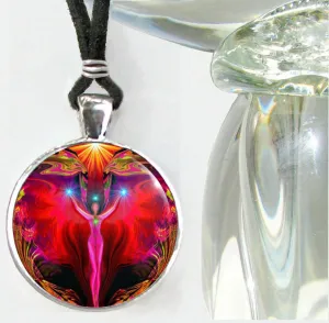 Red Root Chakra Necklace, Original Angel Art, Reiki Attuned - "Primal Healing"