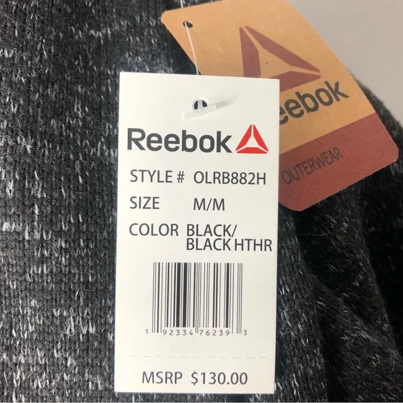 Reebok Black &amp; Black Heather Fleece Women’s Puffer Jacket Medium