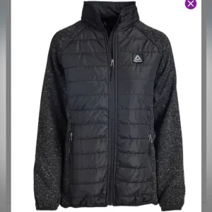 Reebok Black &amp; Black Heather Fleece Women’s Puffer Jacket Medium
