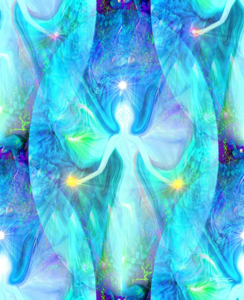 Reiki Angel Chakra Art Blue Aura Wall Decor Energy Art Print 8 x 10