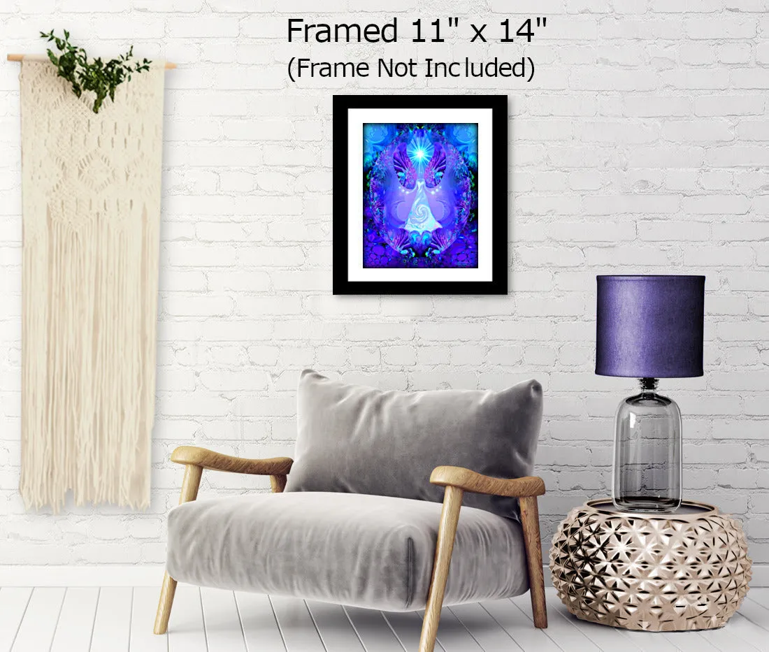 Reiki Energy Angel Art Print, Uplifting Symbolic Violet Wall Decor - "Hope"