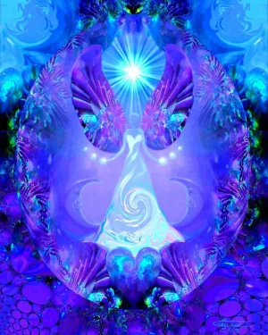 Reiki Energy Angel Art Print, Uplifting Symbolic Violet Wall Decor - "Hope"