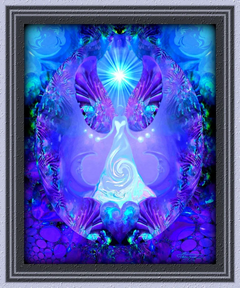 Reiki Energy Angel Art Print, Uplifting Symbolic Violet Wall Decor - "Hope"
