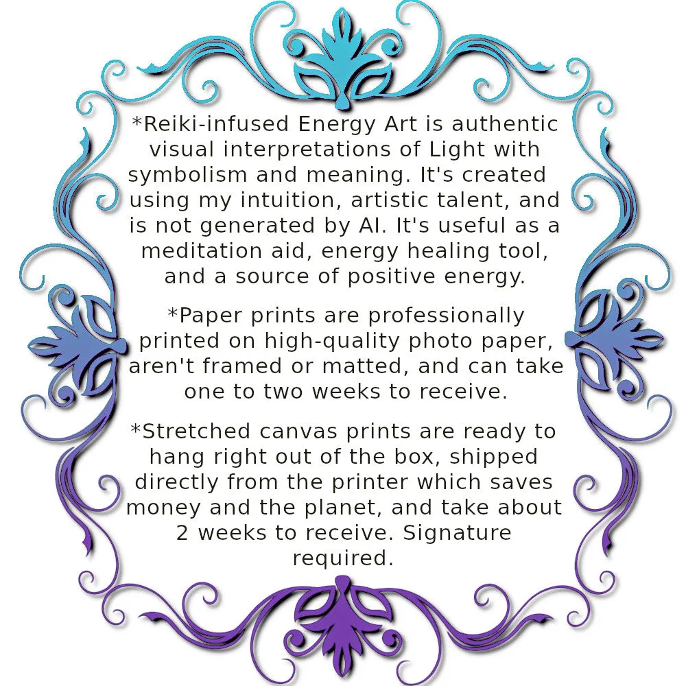 Reiki Wall Decor, Twin Flames Energy Art, Blue Violet Print "Healing Circle"
