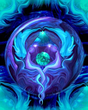 Reiki Wall Decor, Twin Flames Energy Art, Blue Violet Print "Healing Circle"