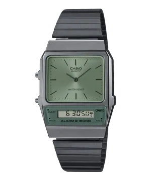 Reloj Vintage casual correa de Acero inoxidable AQ-800ECGG-3A