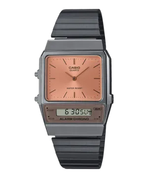 Reloj Vintage casual correa de Acero inoxidable AQ-800ECGG-4A
