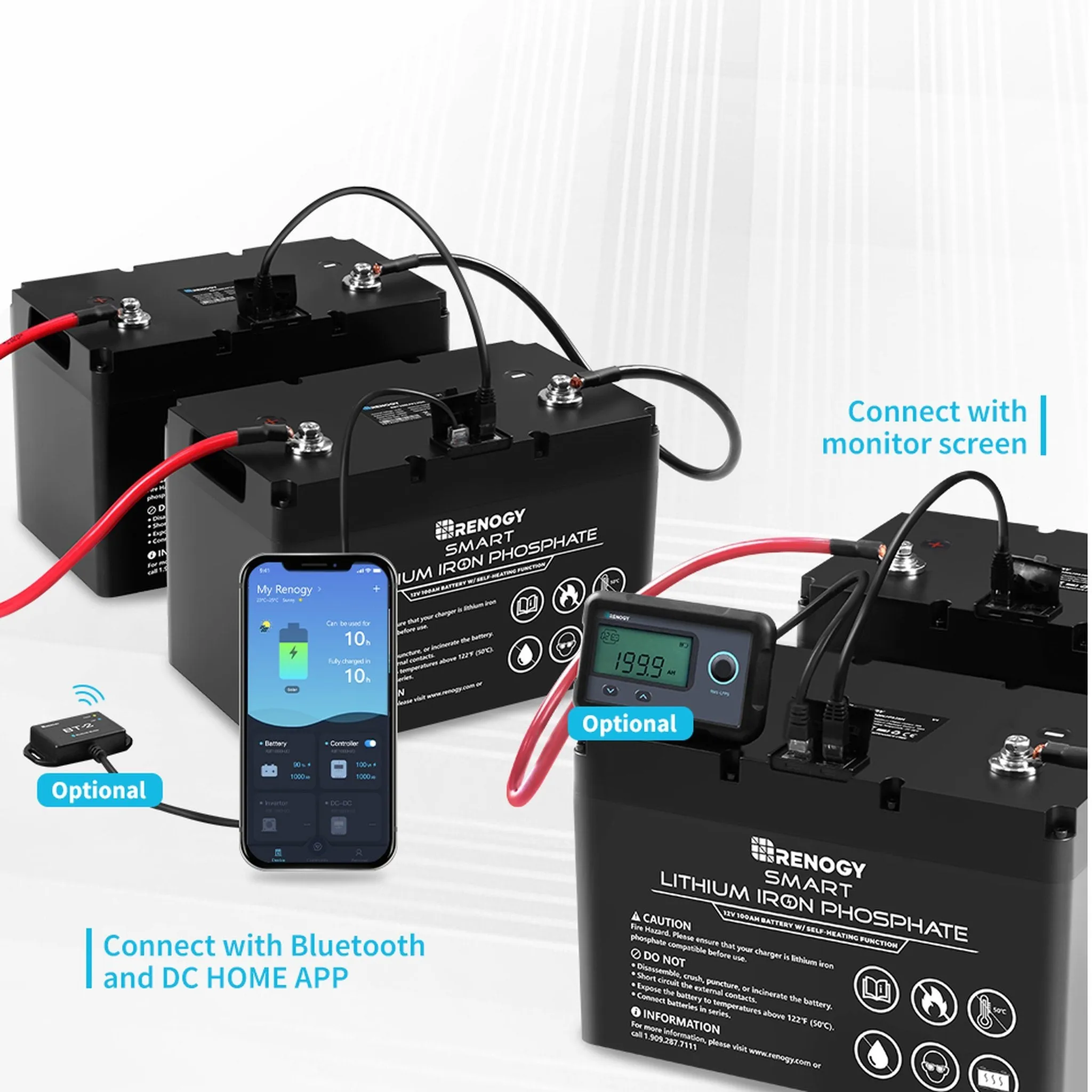 Renogy 12V 100Ah Smart Lithium Iron Phosphate Battery w/ Self-Heating Function