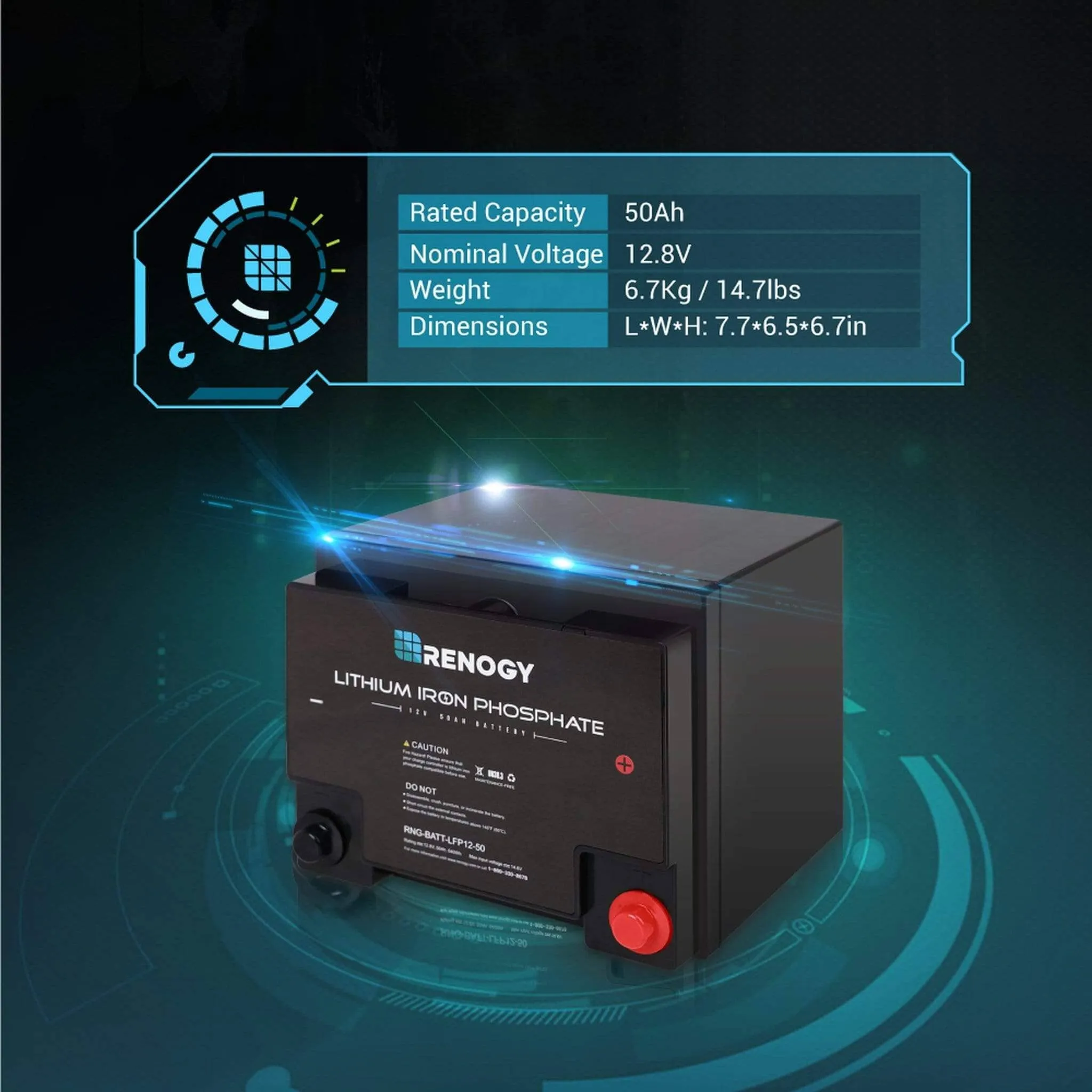Renogy Lithium Iron Phosphate Battery 12V 50Ah