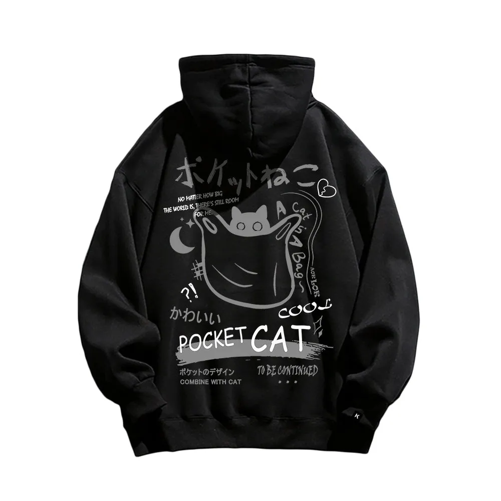 Retro Animation Cat Graphic Hoodie