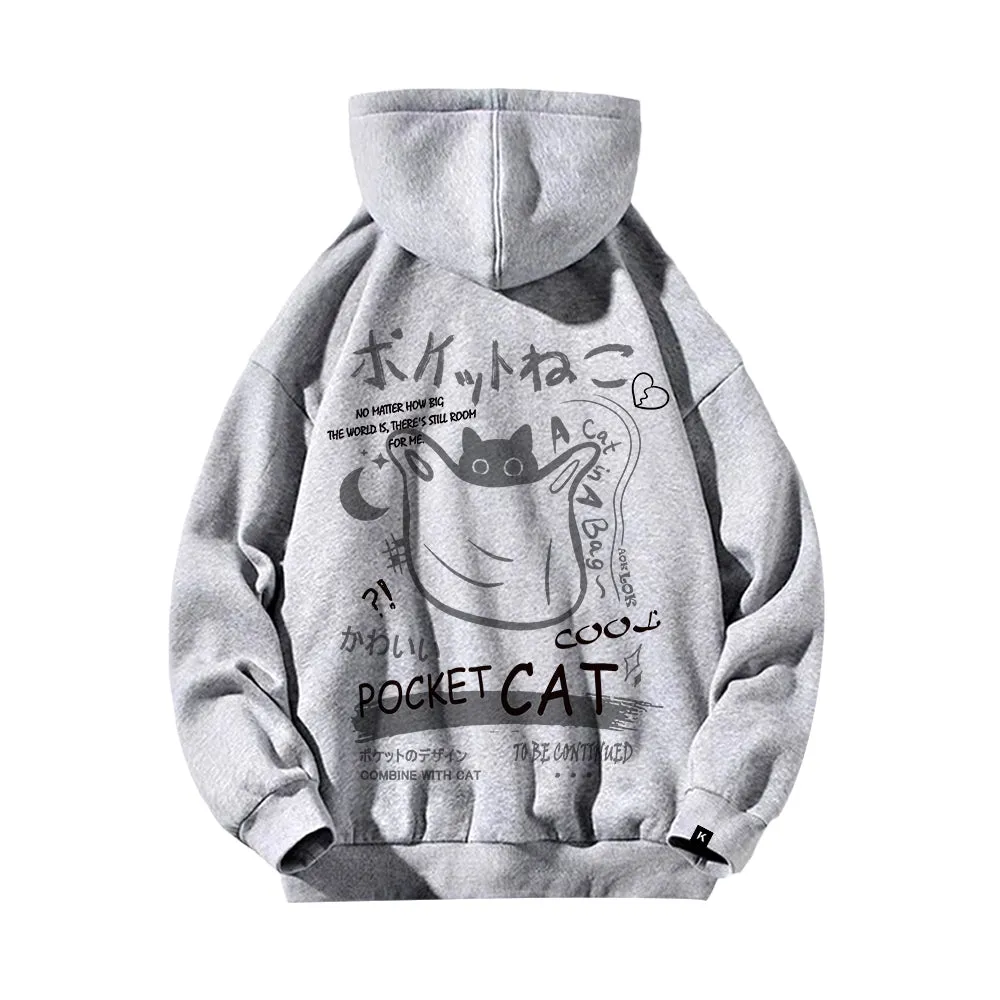 Retro Animation Cat Graphic Hoodie