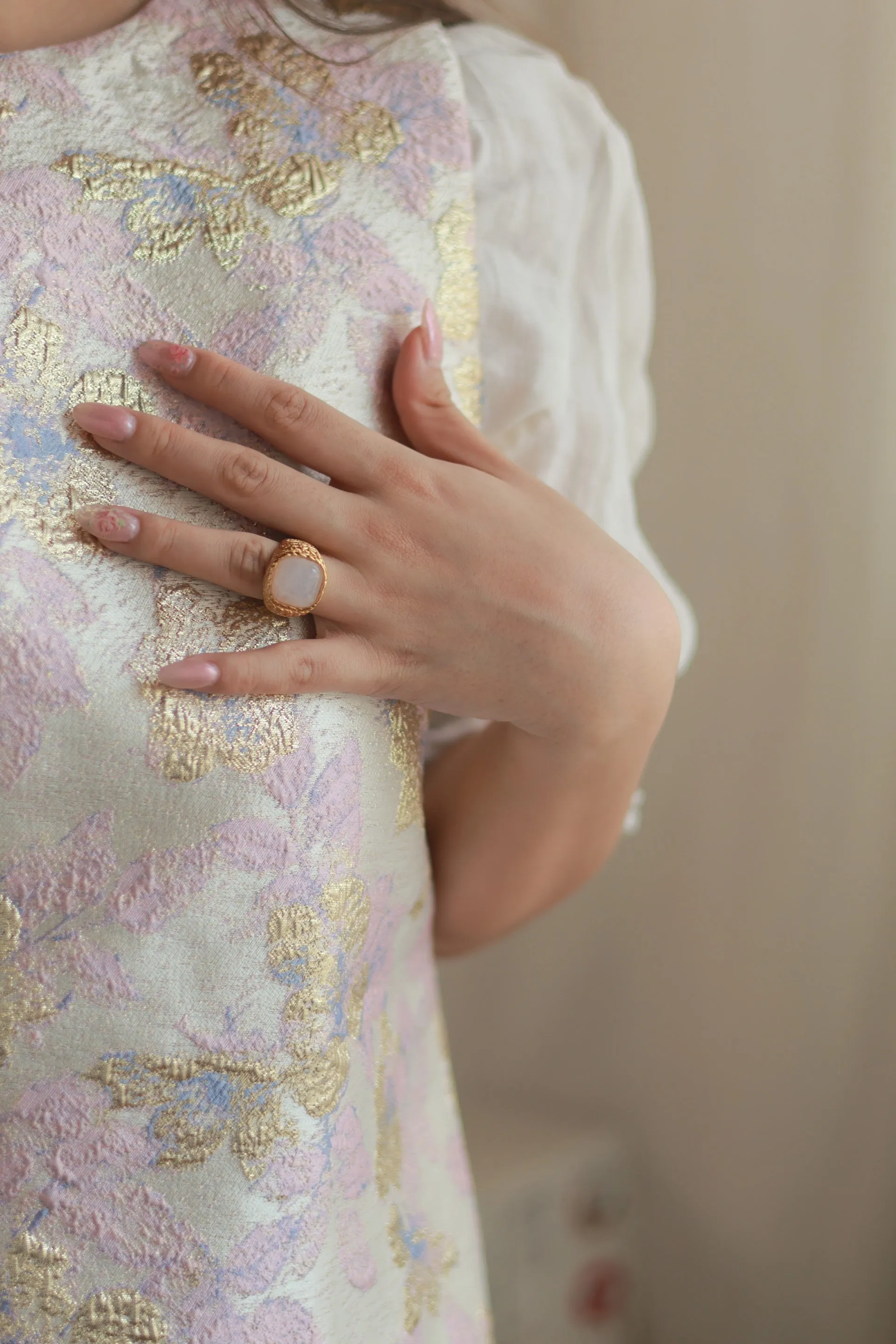 Retro Rose Quartz Ring