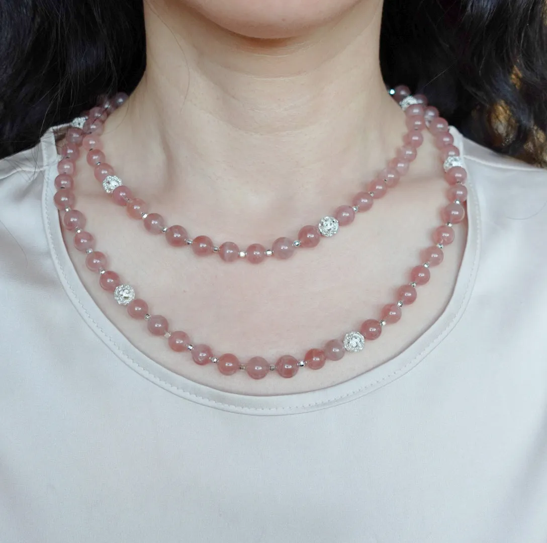 Return to Origin Multi-style Rose Quartz Beaded Necklace with Tassels