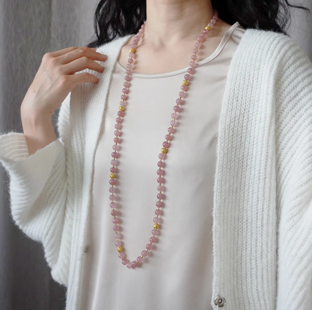 Return to Origin Multi-style Rose Quartz Beaded Necklace with Tassels